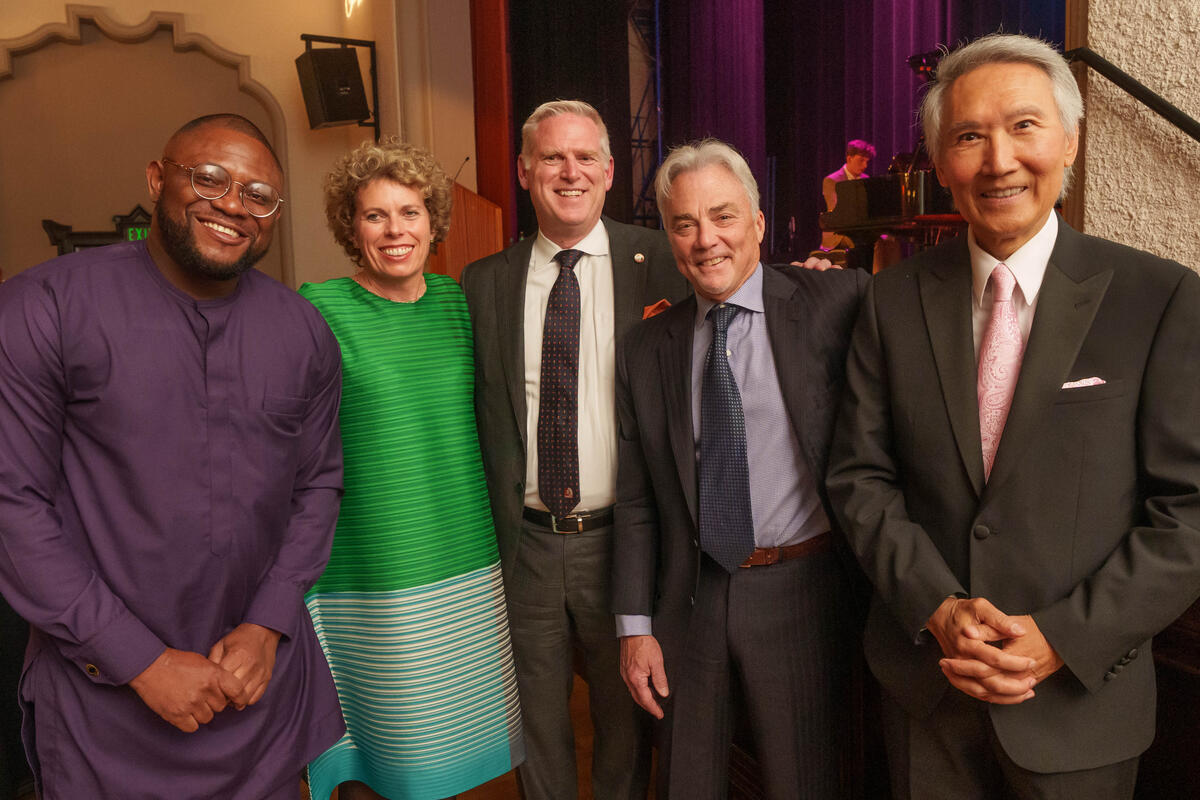 2024 Gala Honorees: Oke Iroegbu, Chiara Medioli-Fedrigoni, Shaun Carver (center), Ronald E. Silva, and Chenming Hu.