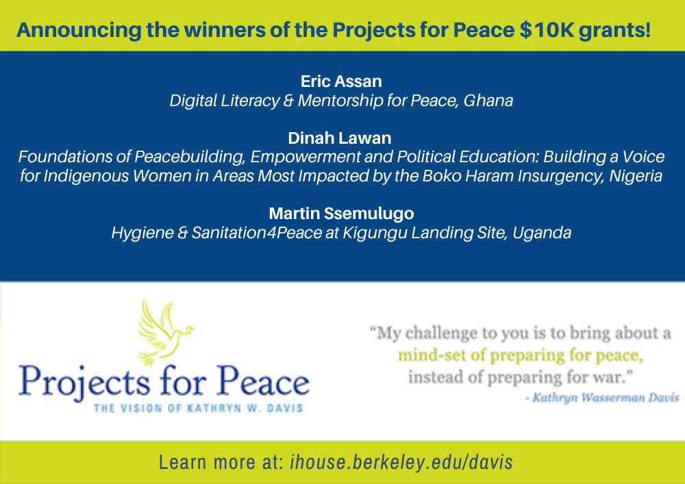 Announcing the winners of the Projects for Peace $10K grants!  