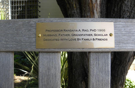 Bench plaque closeup